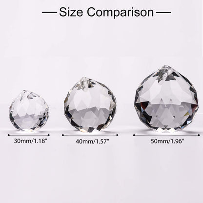 MerryNine 6 Pcs Clear Crystal Ball Prism Sun Shine Catcher Rainbow Pendants Maker, Hanging Crystals Prisms for Windows, for Feng Shui (30mm/40mm/50mm 6Pack)