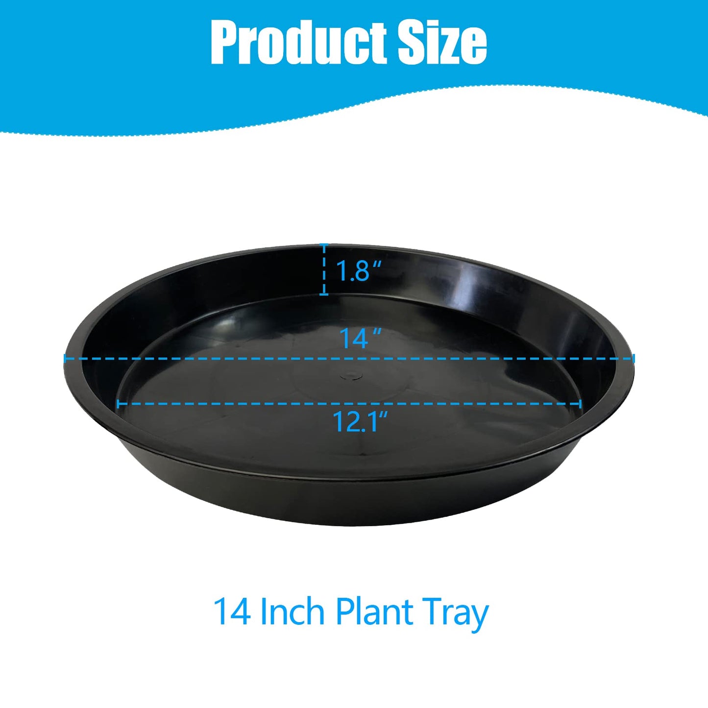FUOAUYK Plant Saucer 14 16 18 20 22 Inch, 5 Pack Heavy Duty Plant Tray for Pots, Plastic Pot Saucers for Plants, Large Drip Trays for Potted Plants, Round Water Tray for Indoors