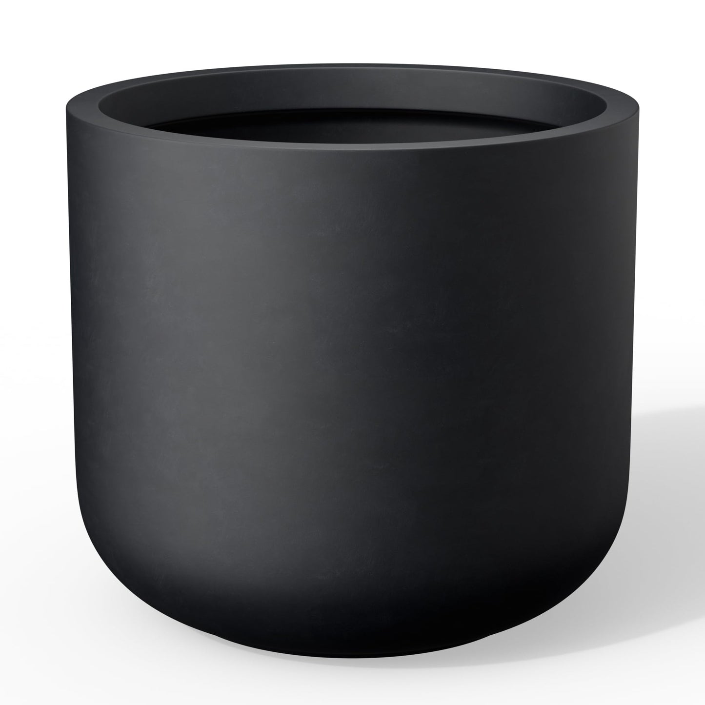 Kante Round Concrete Planter, 17.3 Inch Dia Classic-Style Large Pot with Drainage, Raven Black Finish with Painted Interior, for Indoor & Outdoor Plants, Home, Patio and Garden