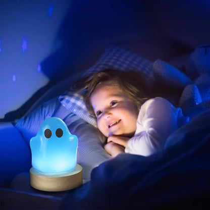 Ghost Resin Molds, Halloween Ghost Silicone Resin Molds for Epoxy Casting, 2Pcs Ghost Night Light Resin Molds with 2 Pcs USB Wooden Lighted Base, DIY Bedside Lamp Resin Art Halloween Decor
