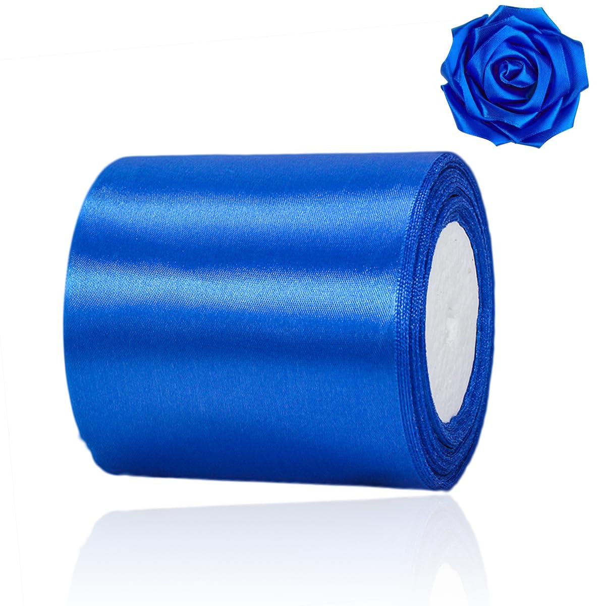 Royal Blue Ribbon 4 Inch Wide - 25 Yards Blue Satin Ribbon for Ribbon Cutting Ceremony Grand Opening, Wedding Chair Sash, Gift Wrapping, Bouquets, Christmas Tree Bows, Sewing Corset Projects