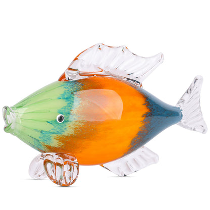 LCCCK Large Glass Fish Statue, Hand Blown Glass Sea Life Figurines, Coastal Decor for Home,Tropical Fish Ornaments Collectible Figurines, Coffee Table, Shelf, Office, Bathroom Decoration Nautical Art