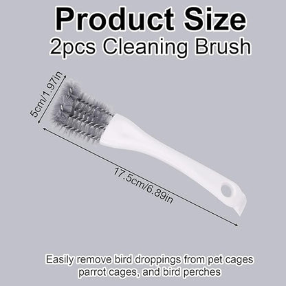 2pcs Bird Cage Cleaner with Long Handle, Bird Cage Brush Droppings Removal Tool for Small Animals Remover Parrot Bath Perches Cleaning Accessories