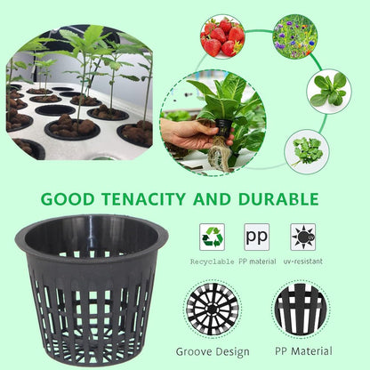 CHTASO 50 PCS 3 Inch Heavy Duty Net Pots,Hydroponic Cups,Garden Slotted Mesh Net Cups,Plant Nursery Net Pots for Hydroponics