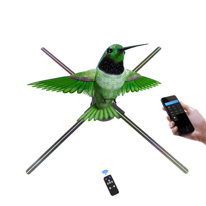 3Dhologramfan, Holographic Fan Projector Screwless Led Lights HD with App and WiFi, Remote Control for Bar, Shop, Halloween, Christmas, (22 "(WiFi+remote control+Bluetooth))with 1500 Video Library