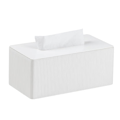 Cretkhp PU Leather Tissue Box Cover Rectangle with Magnetic Closure, Modern Tissue Box Holder for Bathroom NightStands Livingroom, Decorative Tissue Holder for 120(3-Ply)/160(2-Ply) Tissue Box (White)