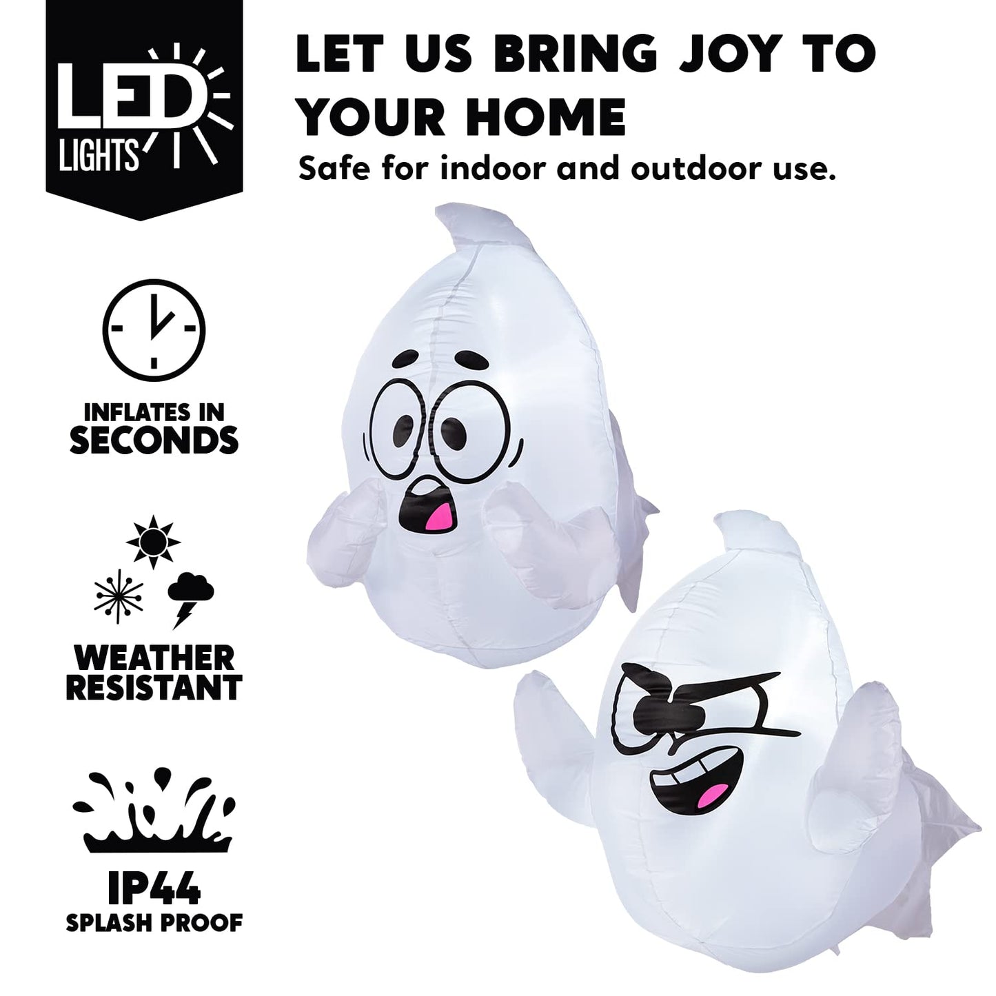 Joiedomi 2 Pack Halloween Inflatable Window Ghost with Build-in LED, 2.6 FT Tall Blow Up Inflatable Scary Flying Ghost Broke Out from Window for Halloween Outdoor, Yard, Garden, Lawn Decoration