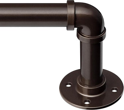 Zeerobee Curtain Rods for Windows 72 to 144, 1 Inch Industrial Wrap Around Antique Bronze Curtain Rod, Indoor/Outdoor Room Divider Adjustable Drapery Pole, 72"-144"