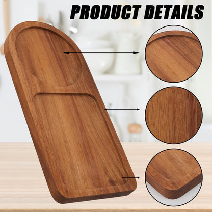 GORGECRAFT Arch Wood Tea Serving Tray Wooden Salt and Pepper Mill Tray Holder Bamboo Condiment Tea Serving Tray Grinder Rest for 2 Mills Accessories Tea Kitchen Storage Home Decor, Coconut Brown