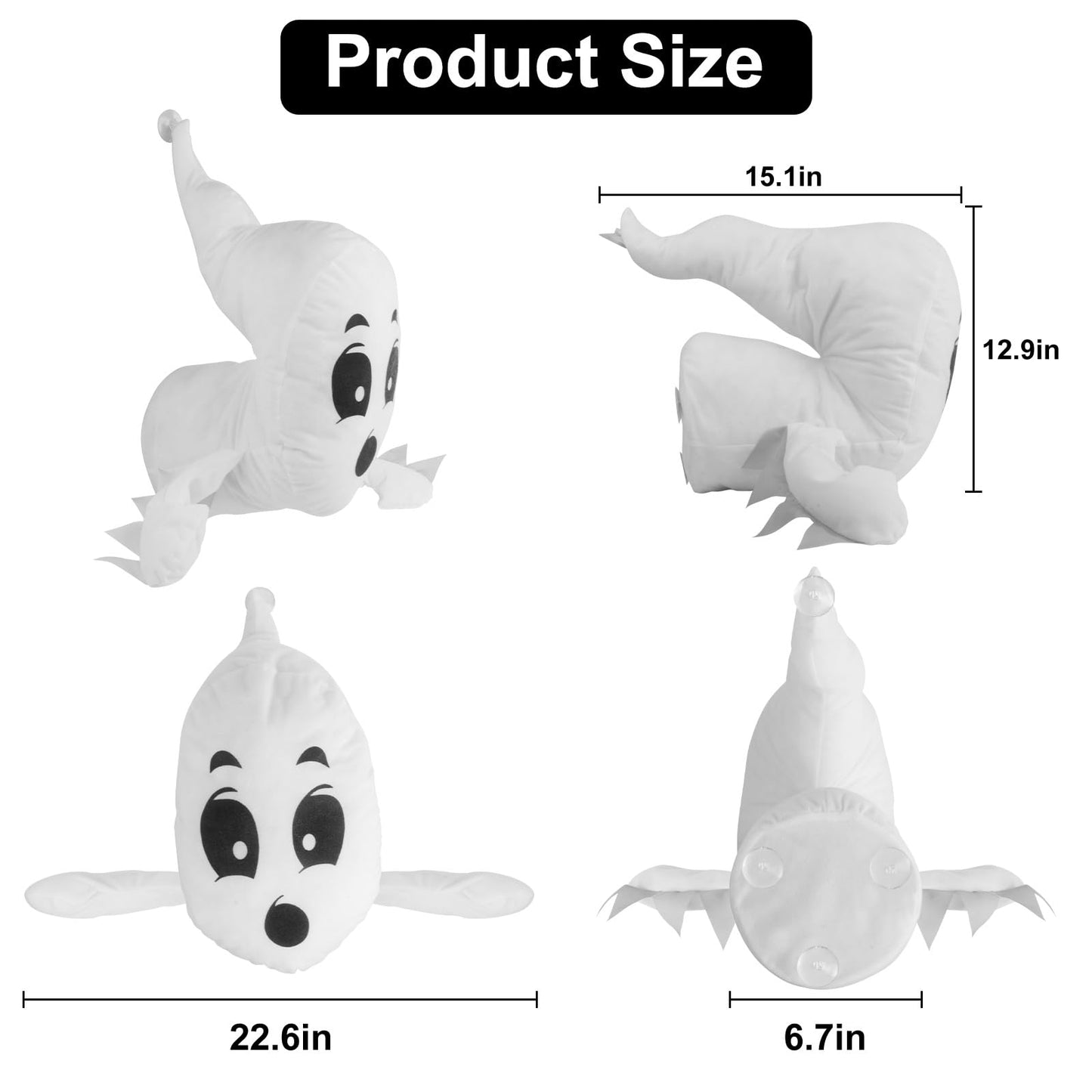 Window Crasher Ghosts - Halloween Stuffed Ghost Window Decorations - Quiet Display Wall Decoration Hanging Ghosts Outdoor Indoor - Cute Party Decor Window Broken Halloween White Flying Ghost 2Pcs