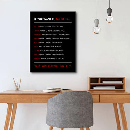 Inspirational Canvas Wall Art Motivational Posters If You Want To Succeed Print Artwork Positive Inspirational Quotes Painting Office Decor Living Room Framed [18''Wx 24''H]