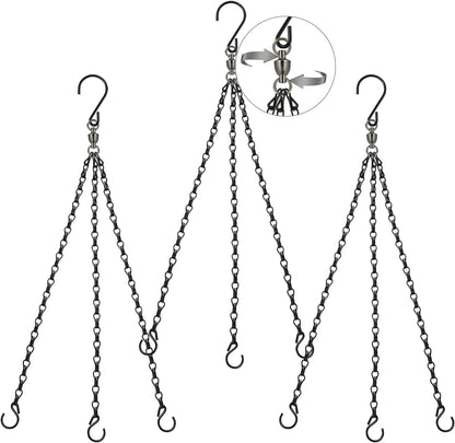 Heybe Swivel Hanging Basket Chains 23 Inches 3 Leads Hanging Chains Flower Pot Hanger Replacement Plant Hangers for Planters and Lanterns, Pack of 3 (3 Legs-Swivel)