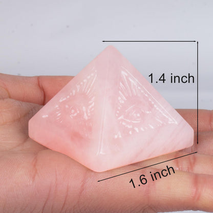 Hguxmcu Rose Quartz Pyramid, Natural Stone, Great Gift for Home, Office & Spiritual use. Ideal for Meditation, Reiki, Chakra Balancing & Energy Enhancement.