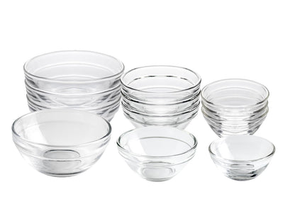 HillSpring 3 Sizes of Glass Prep Bowl Sets, Clear Small Pinch Bowls for Salt, Spices and Chopped Ingredients, 1.5oz/2.5oz/3.5oz, Set of 12