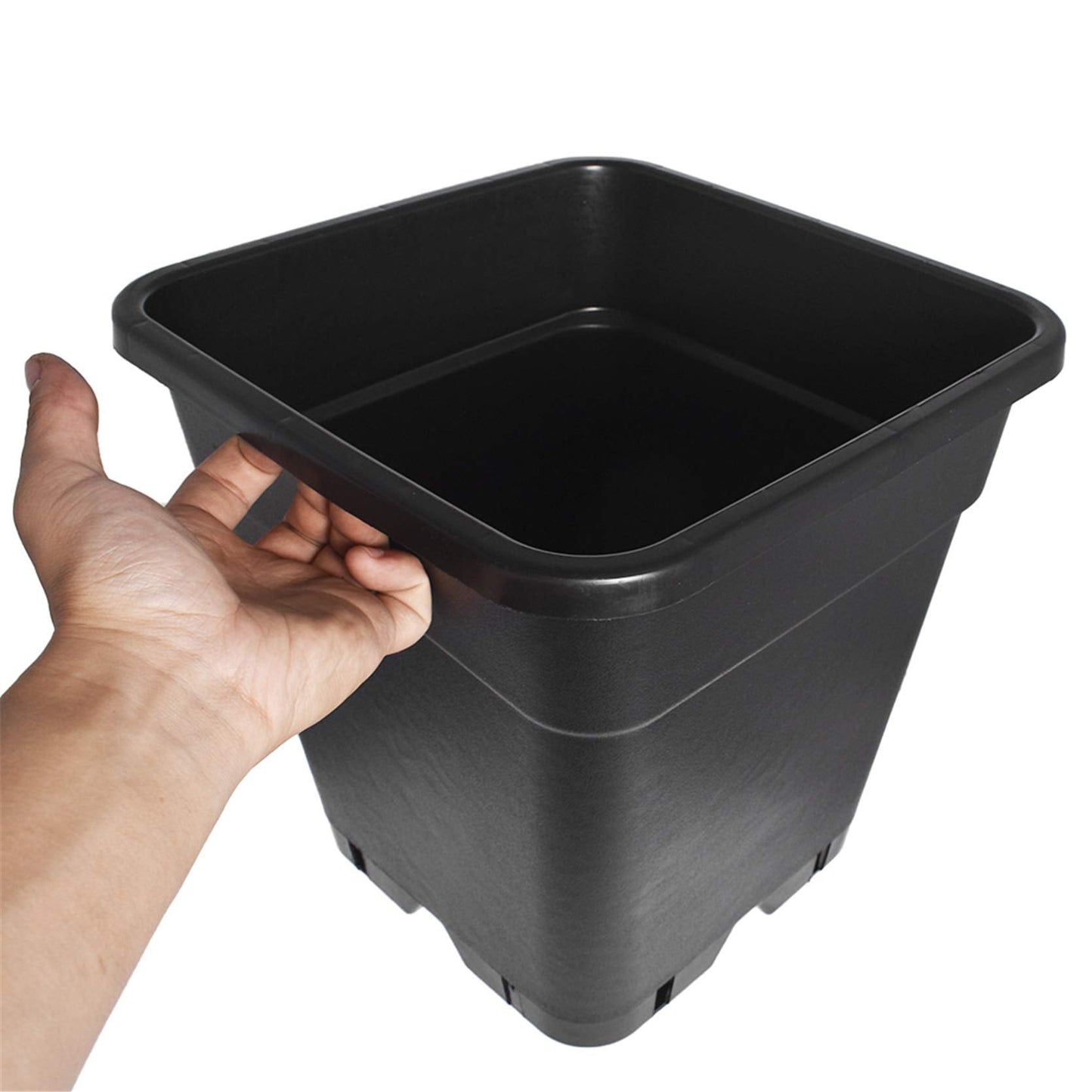 TINVHY 10-Pack 5 Gallon Square Plant Nursery Pot Grow Pots Black Nursery Container