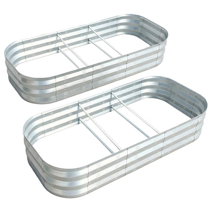 Colorfulbeetle Galvanized Raised Garden Bed Kit with 4 Internal Braces, 67x36x10in Large Metal Planter Raised Beds Outdoor, 0.8mm Thick Steel Outdoor Galvanized Planter with Vents, Silver (2PCS)