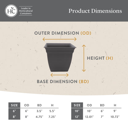 The HC Companies Eclipse Square Plastic Planter w/ Attached Saucer - Outdoor & Indoor Plant Pot with Drainage Holes - Lightweight, UV-Resistant Plastic Pots For Plants (12" Black, Pack of 1)