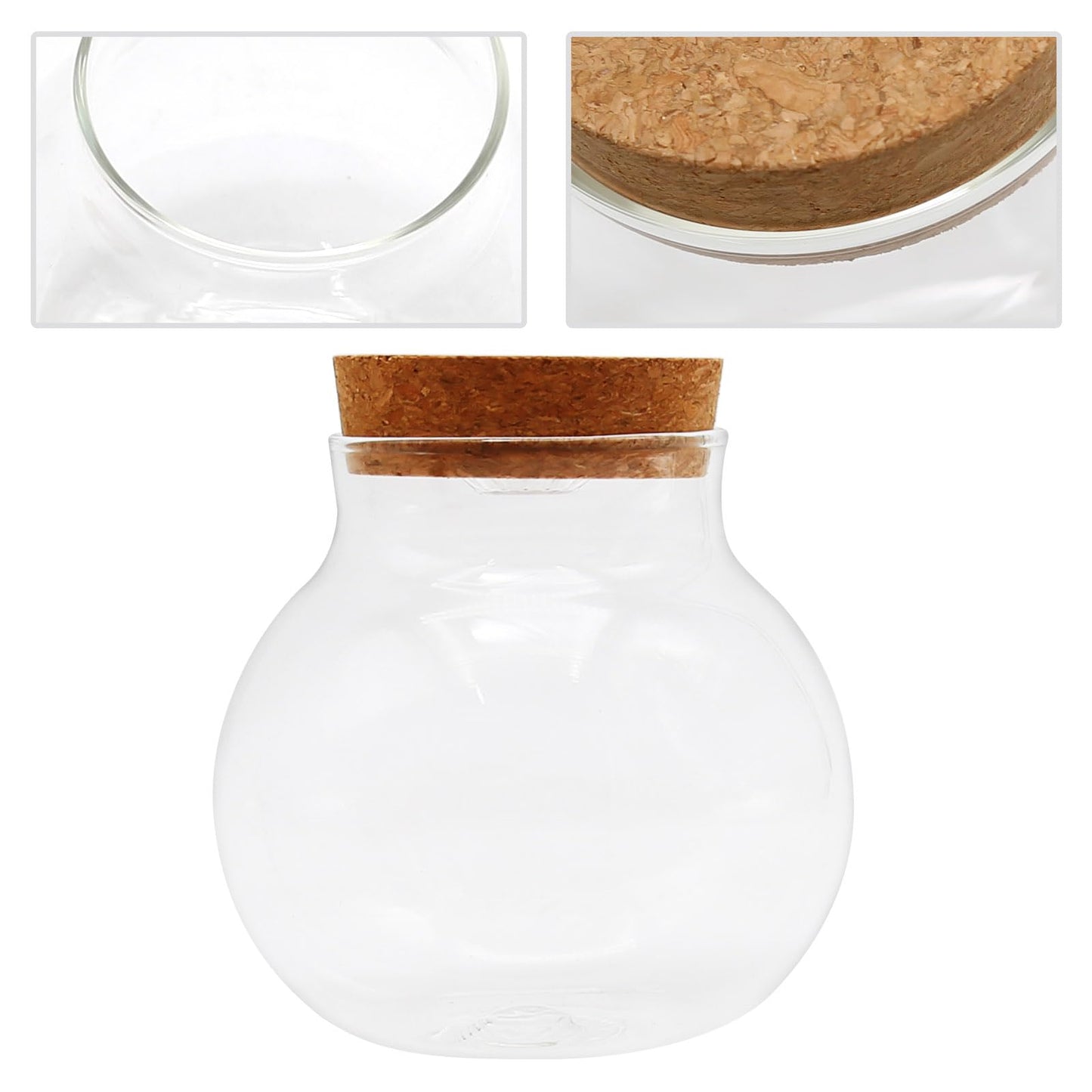 Round Glass with Remote Control LED Lights - for Terrariums, Moss Ball Vases & Home Decor, for DIY Party Mason Jars Crafts Christmas Decoration (S)