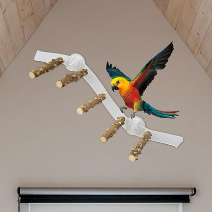 Suction Cup Wood Perch Toy, Wood Bird Perch Cage Accessories, Style C