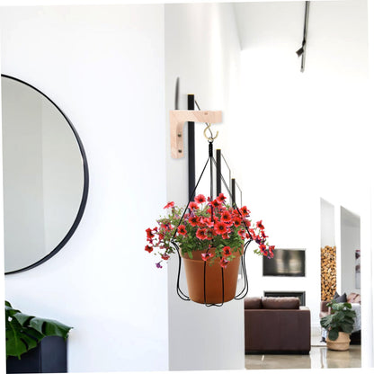 Luxshiny Wooden Plant Hangers 2pcs Plant Wall Hooks Heavy-Duty Indoor Outdoor Hanging Bracket for Flower Pots Natural Wood Finish