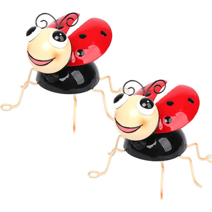 Cruis Cuka Metal Yard Art Garden Decor for Outside Cute Red Ladybugs Lawn Patio Ornaments Backyard Decorations Garden Gifts for Mom - Set of 2