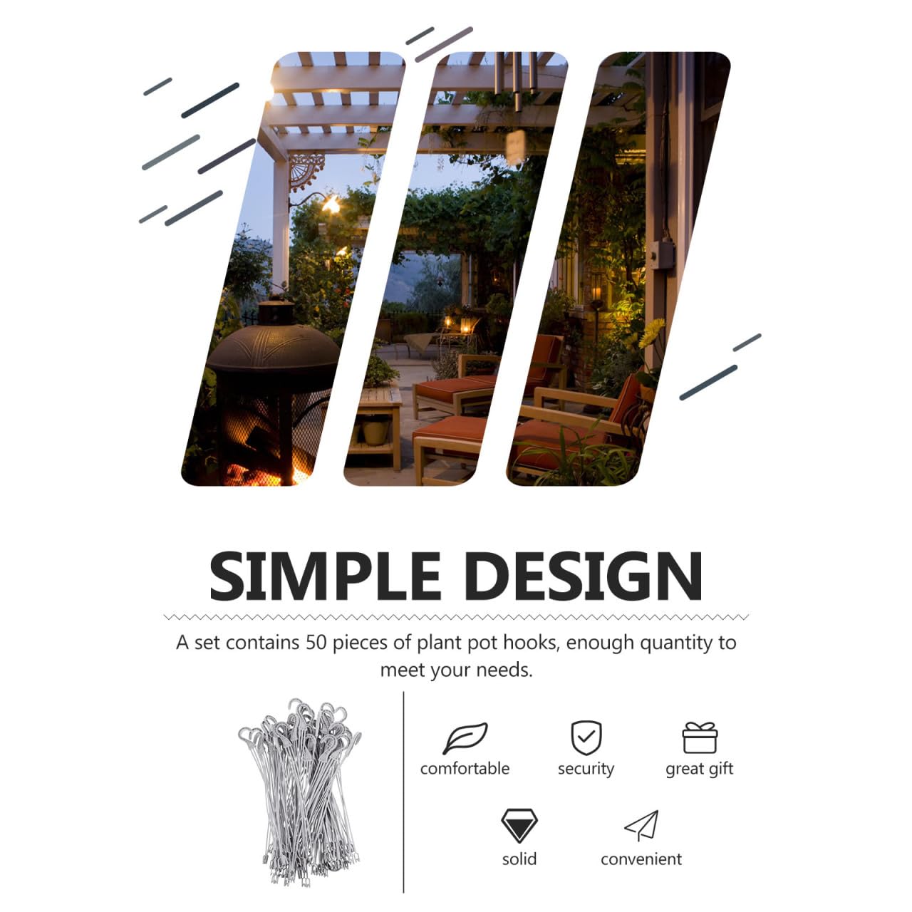 Housoutil 50PCS Flower Pot Hanging Chain with Hook, Pot Hanging Baskets Holders, Replacement Plant Hangers Indoor Outdoor for Planters, Ornaments, Bird Feeders, Billboards