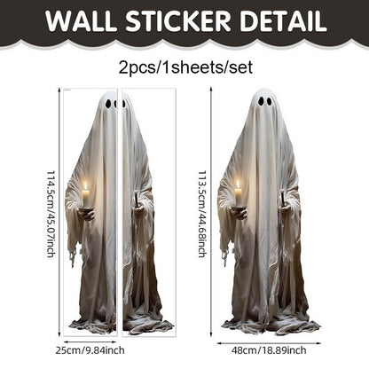 2 Pcs Halloween Decorations Window Clings Decor Double-Side Extra Large Scary White Ghosts Halloween Spooky Window Decals School Home Office Party Supplies for Glass Windows