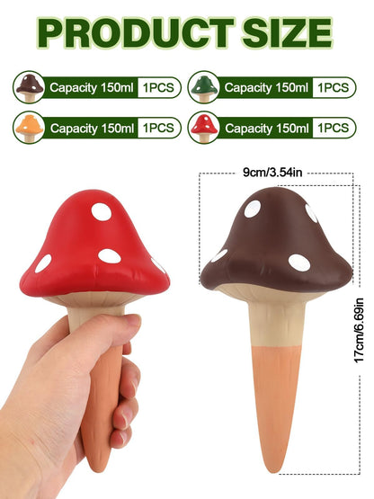 4Pcs Plant Watering Globes, Kalolary Self Watering Spikes Terracotta Drip Water Stakes Irrigation Watering Bulbs for Pot, Indoor, Outdoor, Vacation (Mushroom)