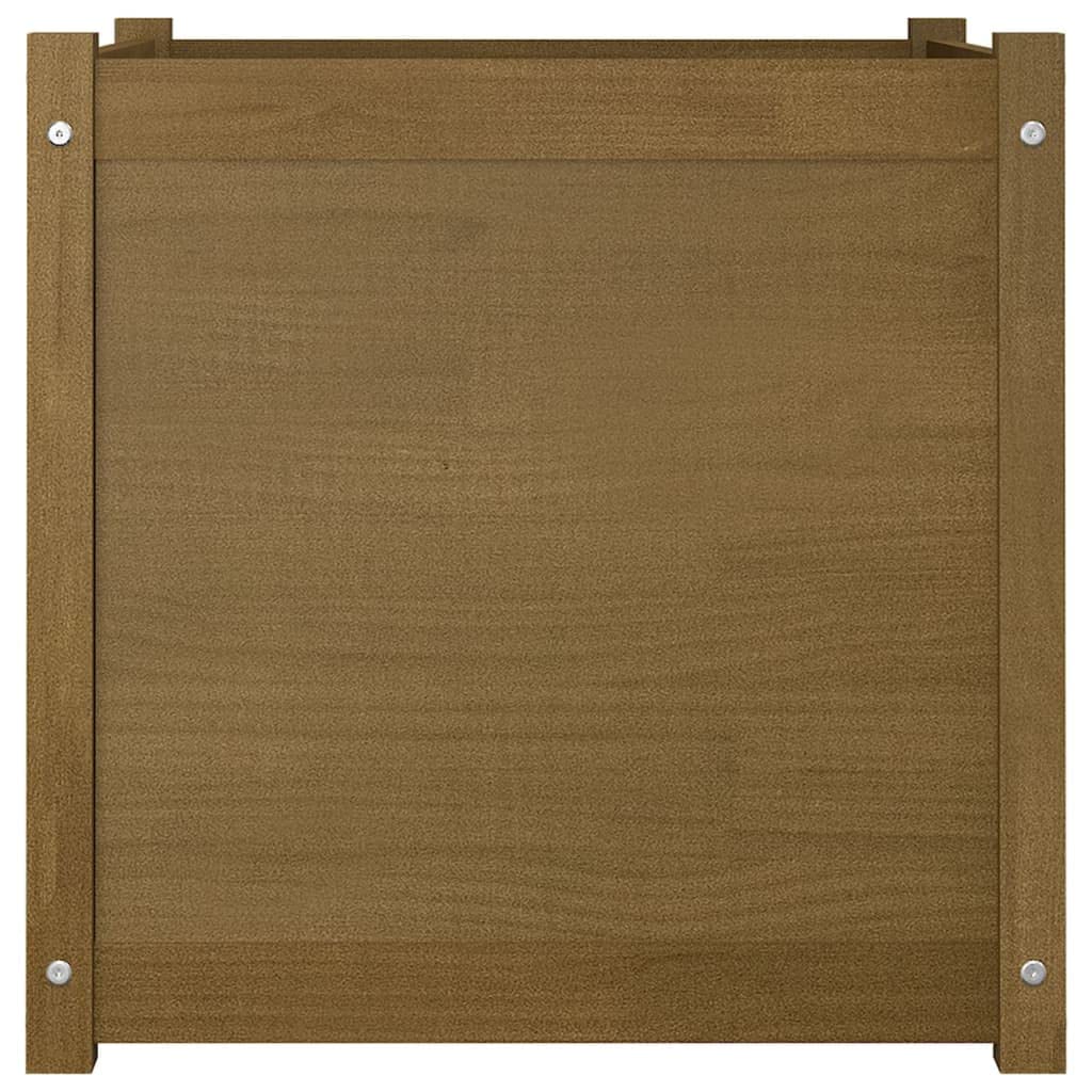 Owoxanthellate 23.6"x23.6" Square Honey-Brown Large Planter, Solid Pine Wood Outdoor Garden Box for Flowers Veggies Herbs on Patio Balcony Backyard
