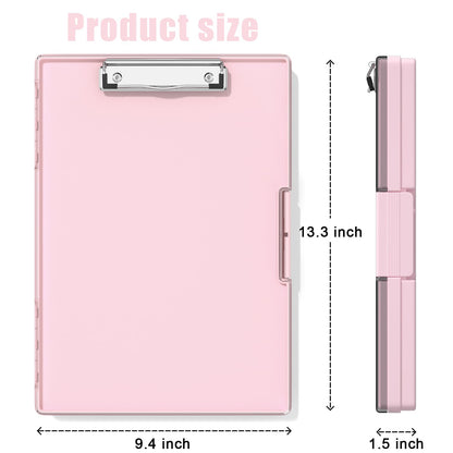 Hongri Clipboard with Storage, Pink 8.5 x 11 Folder Nursing Side Opening, Heavy Duty with Dual Compartment, Smooth Writing for Teachers, Classroom, Size 13.3 x 9.4 x 1.5 in, Office & School Supplies