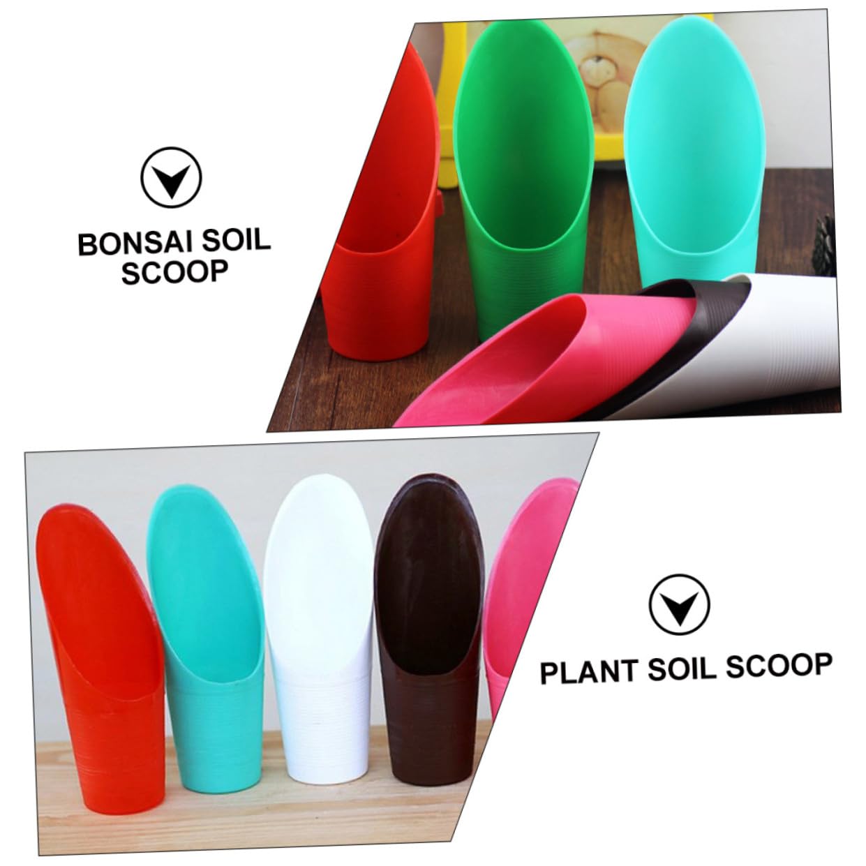 SUPVOX Bonsai Scoop 5pcs Plastic Plant Scoops Mini Garden Shovel Easy Cleaning Great for Potting Bonsai Mulch Random Color