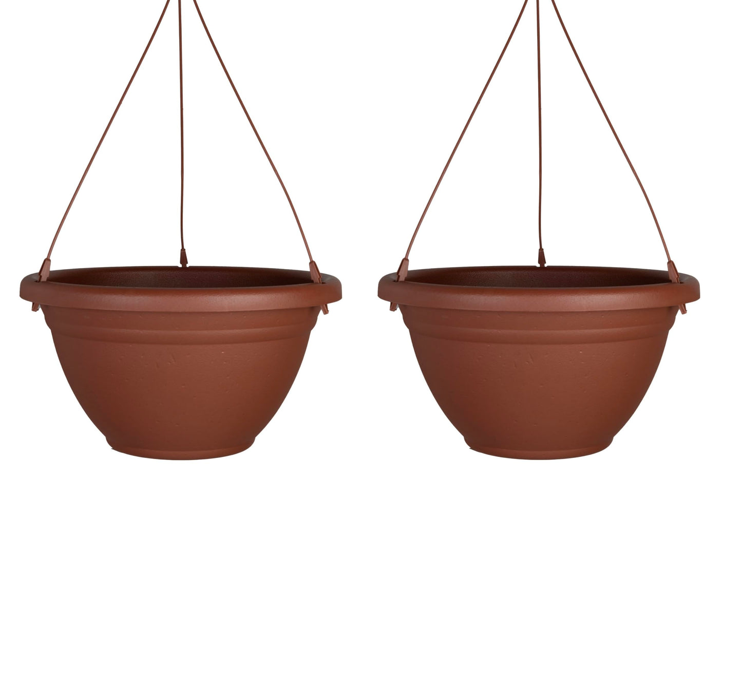 The HC Companies 12 Inch Mojave Hanging Planters, Lightweight UV-Resistant Plastic Hanging Planters for Indoor & Outdoor Plants, 2-Pack Hanging Flower Pots for Garden, Patio & Home Decor, Brick Red