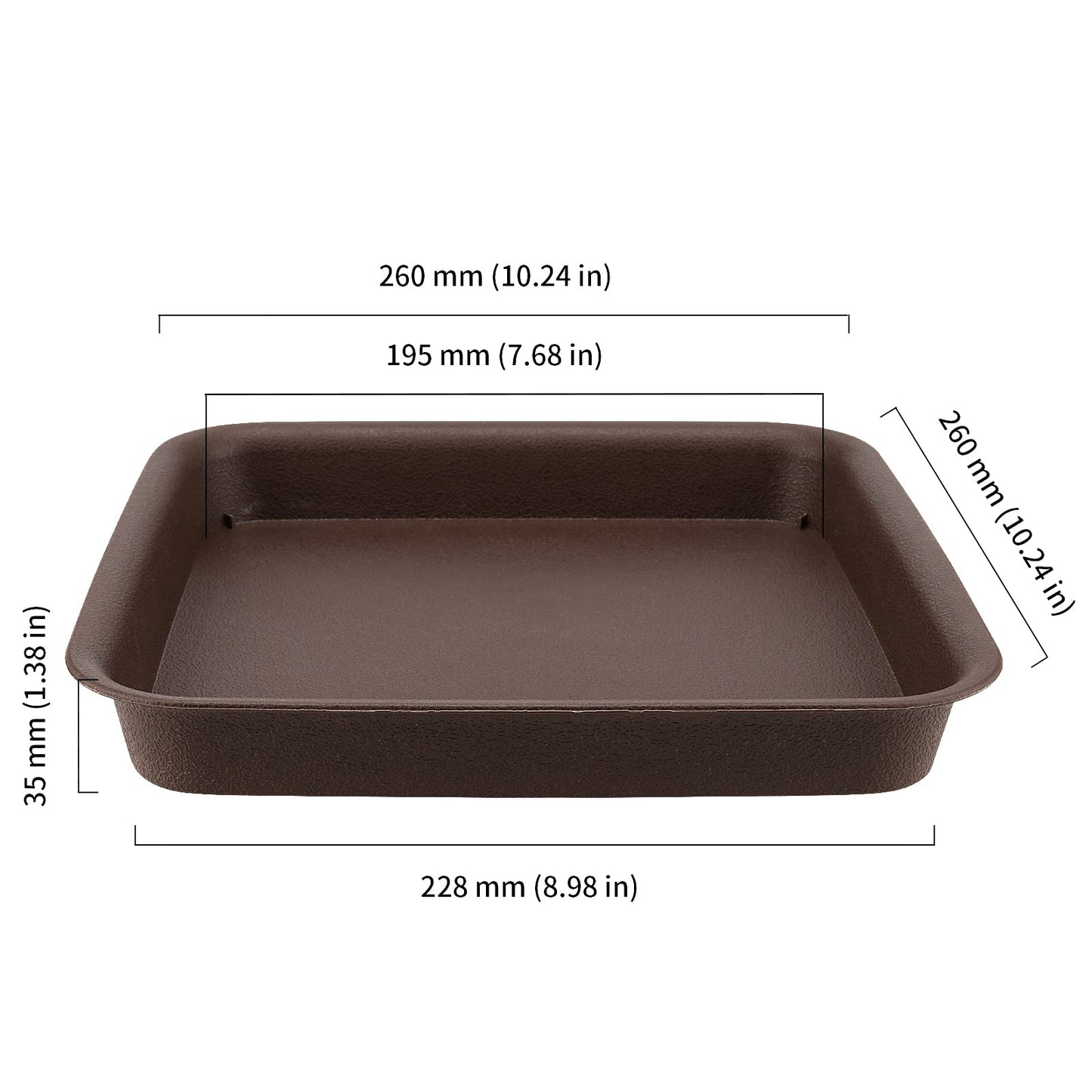 HOIGON 10 Pack 10 x 10 Inch Square Plant Saucer, Plastic Plant Saucer Drip Trays for Outdoor and Indoor Plant Pots, 1.5 Inch Deep, Dark Brown