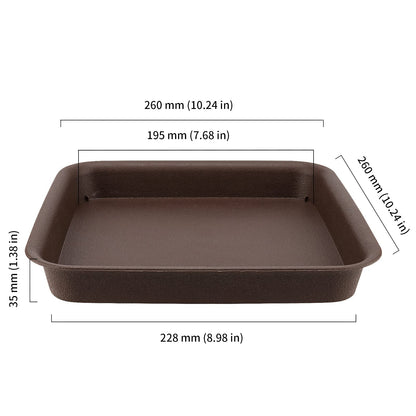 HOIGON 10 Pack 10 x 10 Inch Square Plant Saucer, Plastic Plant Saucer Drip Trays for Outdoor and Indoor Plant Pots, 1.5 Inch Deep, Dark Brown