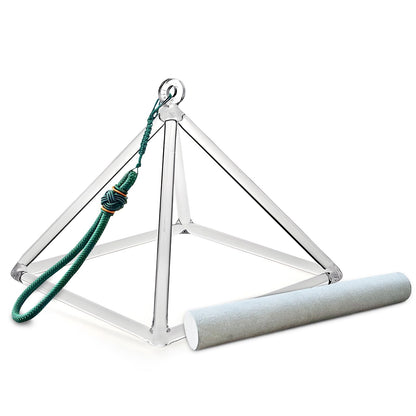 WENSYING Crystal Meditation Pyramid 8 Inch Singing Bowls Crystal Musical Instrument Geometric Tripod Yoga Meditation Wind Chime Percussion Instrument With Percussion Stick