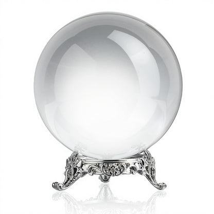 QFkris 80mm Clear Crystal Ball with Stand for Fortune Teller Divination Crystal Sphere for Magic, 3.1inch Decorative Ball for Lensball Photography, Feng Shui