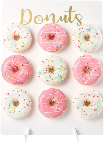 Donut Stand for Party, Wood Donut Bar Display Board Holds 9 Donuts