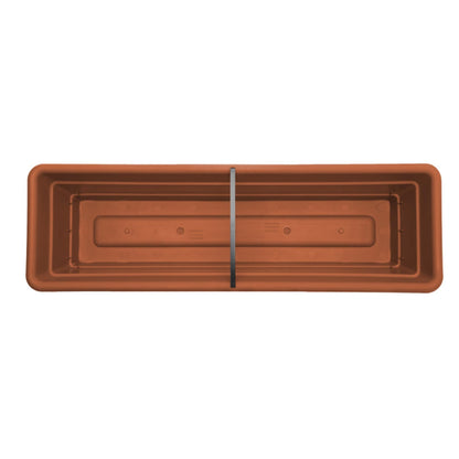 Bloem Dura Cotta 18" Plastic Window Box Planter with Saucer Tray: Indoor/Outdoor, for Windowsill, Ledge, & Tabletop, Terra Cotta