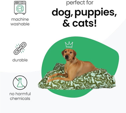 Molly Mutt Medium to Large Dog Bed Cover, Amarillo by Morning, Olive Green & Light Blue 27"x36"x5"
