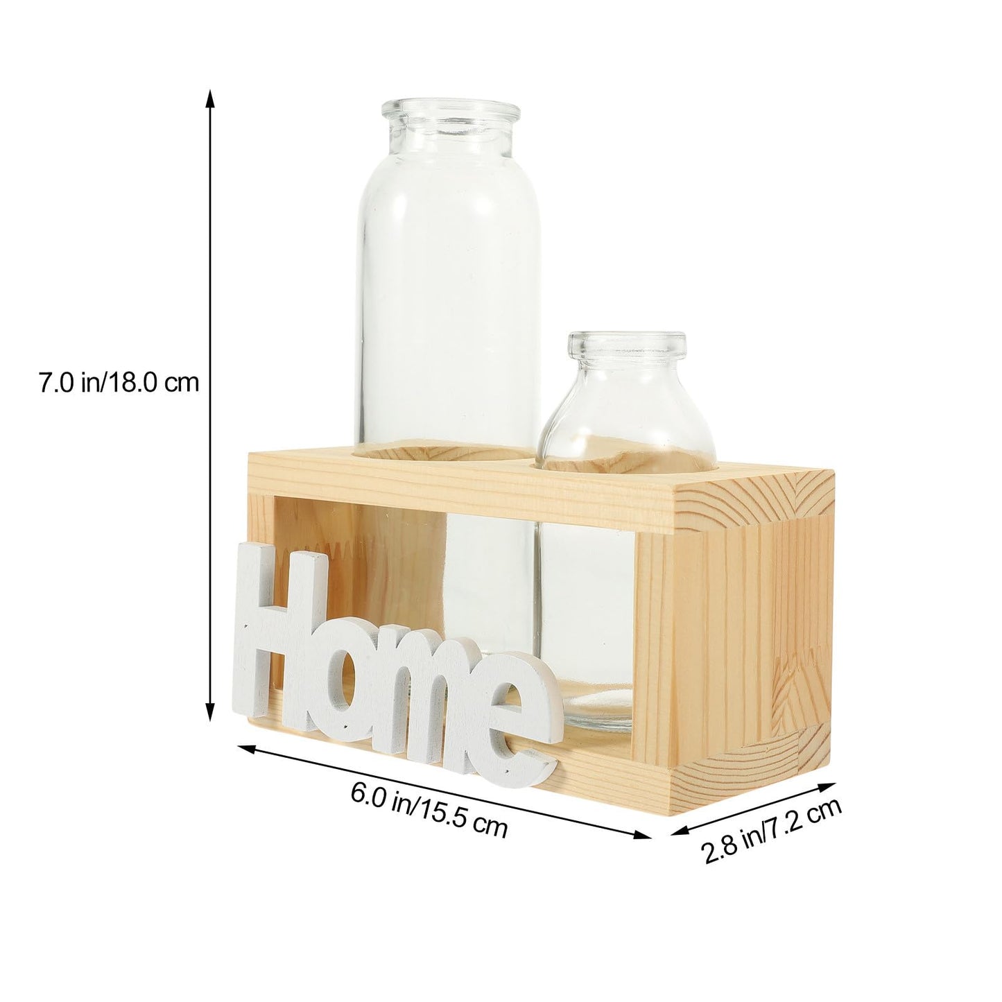 NUOBESTY Hydroponic Glass Plant Vase with Wooden Stand, 2pcs Set Scandinavian Style Glass Terrarium for Home Décor and Desktop Flower Arrangement