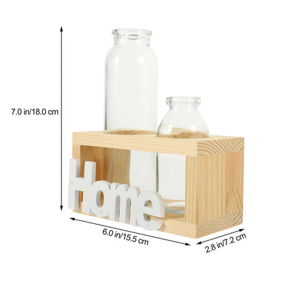MAGICLULU Glass Vase for Indoor Plants and Hydroponic Garden, Nordic Style Bulb Planter with Natural Wood Frame, Desktop Terrarium Container Set of 2 for Home Décor and Plant Propagation