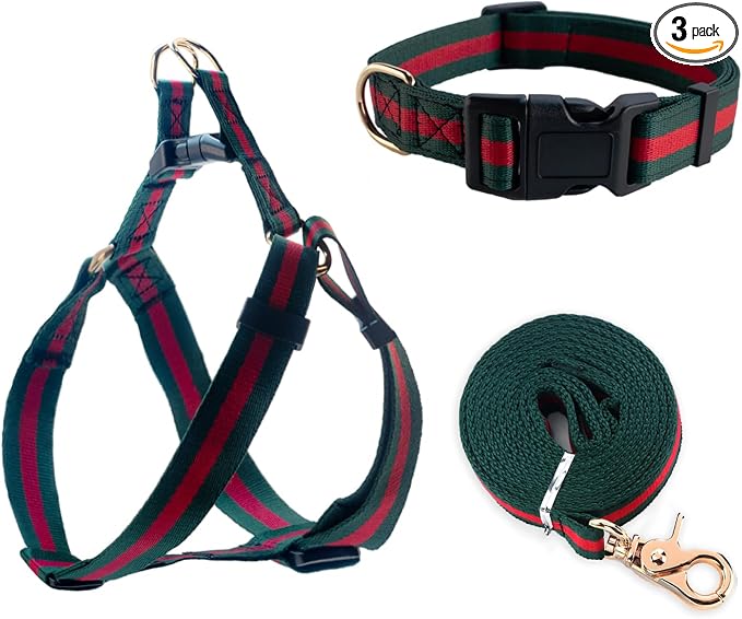 Premium and Stylish Dog Collar Harness and Leash,Soft Comfortable，Chest Adjustable Pet Harness,Luxury Fashion Dog Harness Leashes Set Gift for Puppy Small Dogs