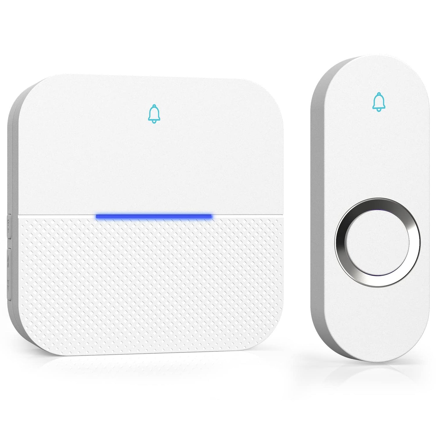 AIDA Lighted Wireless Doorbell for Home, Waterproof Battery Doorbell Wireless 1,000ft Range, 5 Volume Levels with 58 Doorbell Chimes & LED Flash (White, Doorbell with 2 Buttons & 1 Receiver)