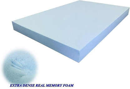 High Density Solid Blue Cooling Gel Infused Memory Foam Pad Dog Pet Bed + Internal Waterproof Cover (55x47x4 Inches (2pack))