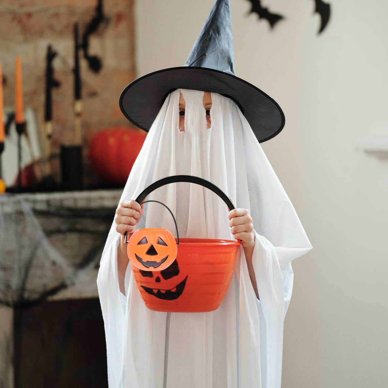 NUOBESTY Halloween Candy Bucket, 8pcs Small Halloween Pumpkin Bucket Trick or Treat Pail Water Party Candle Holder |3.35 x 2.17 x 1.77 inches