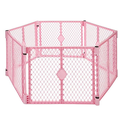 Toddleroo by North States - Superyard Baby Play Yard: Freestanding 6 Panel Baby Playpen - Indoor or Outdoor Use - Made in USA - Encloses Up to 18.5 Square Feet - 26 Inches Tall - Pink