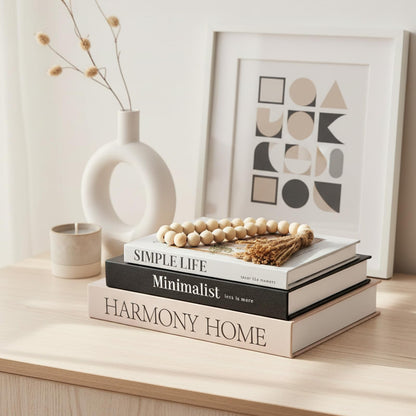 TwoDays Beautiful Coffee Table Books, Neutral Fashion Decorative Books for Home Bookshelf, Modern Room Decor Aesthetic, Fake Faux Book Storage Boxes for Decoration (Set of 3)