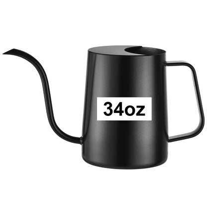 Lizhluzh 34 oz / 1000 ml Watering Can Indoor Plants, Stainless Steel Plant Watering Can with Long Spout (Black)
