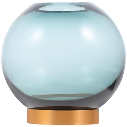 NUOBESTY Glass Vase with Copper Stand, Small Hydroponic Flower Planter for Floral Arrangement and Indoor Home Décor, Round Glass Terrarium Vase