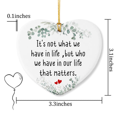Friendship Gifts for Women Birthday Inspirational Thinking of You Gifts for Friends Female Christmas Tree Decoration Ceramic Heart Ornament